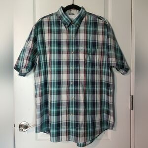 IZOD Saltwater short sleeved plaid button down